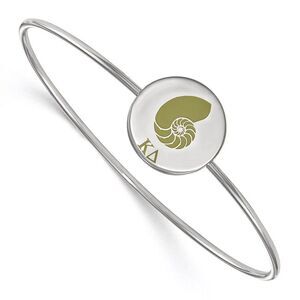 Sterling Silver Kappa Delta Enamel Green Conch Shell Bangle - 7 in.